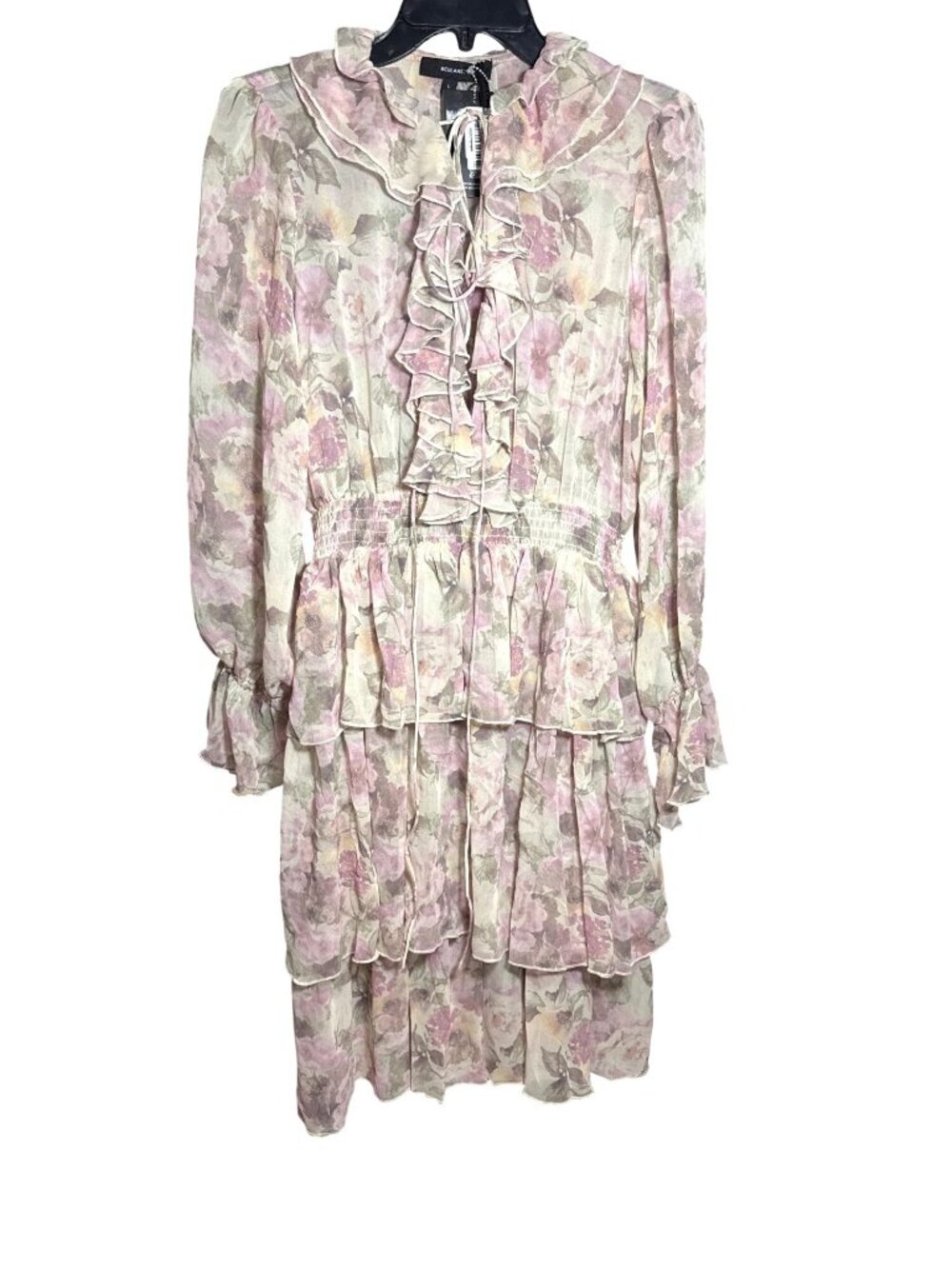 NWT Beulah Style Floral Ruffle Chiffon Tiered Dress L MSRP $224